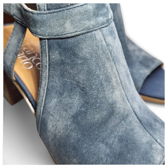 NEW Franco Sarto Harlet Sandals Block Heel Slingback Blue Suede Size 6.5M - Picture 6 of 12